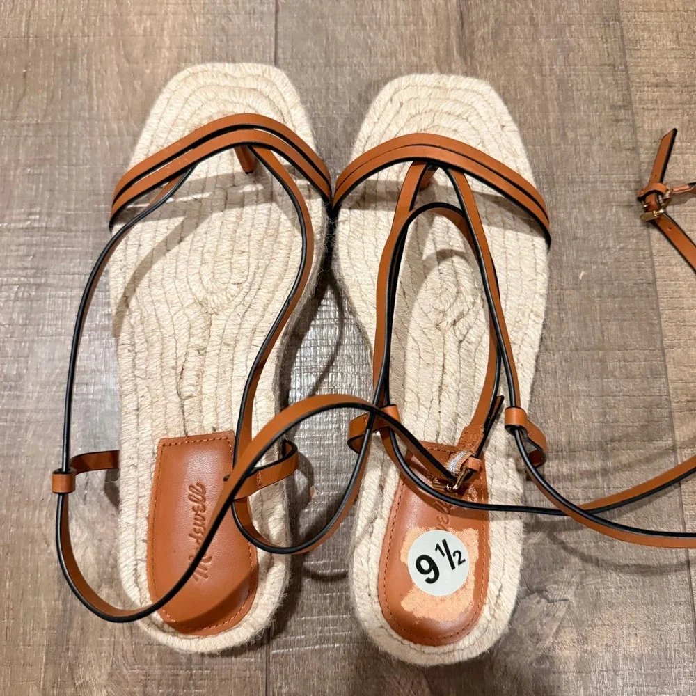NEW Madewell The Mira Espadrille Thong Sandal Ankle Strap Summer‎ Coastal US 9.5